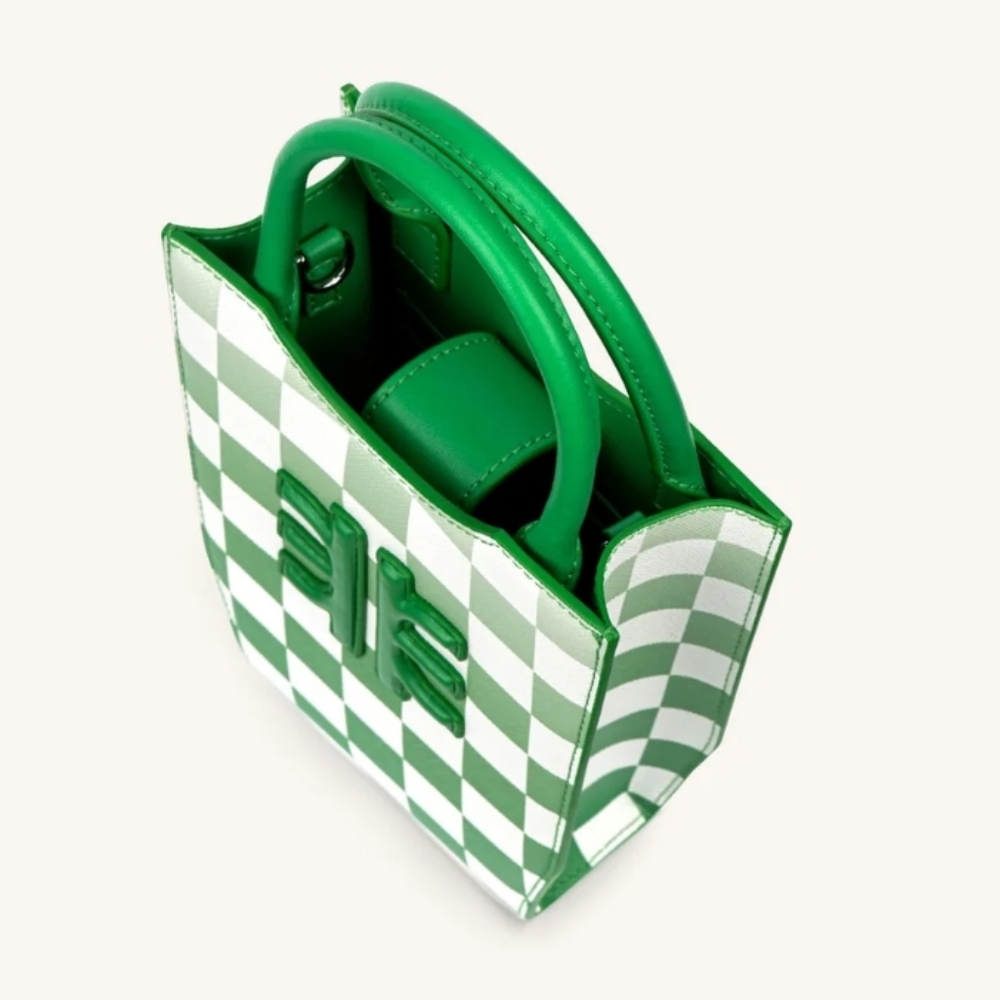 JW PEI Green Checkerboard Phone Crossbody Mini Bag Vegan Trendy IT Bag - Picture 3 of 12